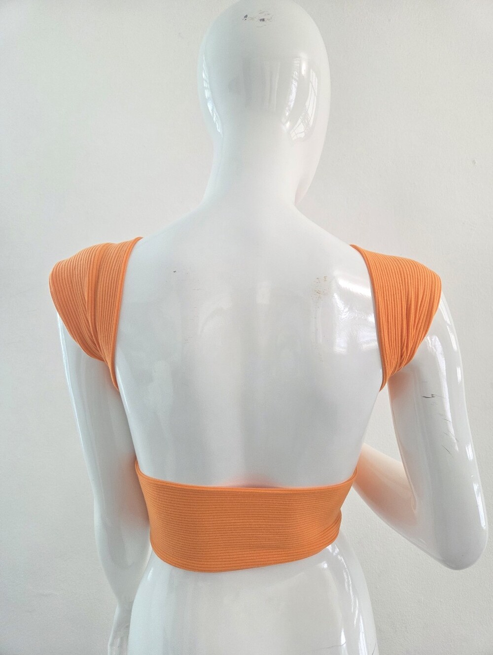 SHEIN Orange Ribbed Twist Front Crop Top Medium - Picture 8 of 12